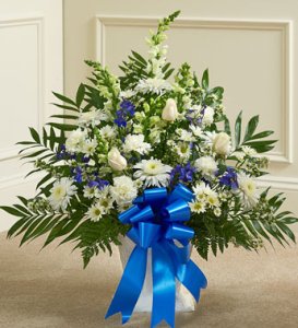 Blue & White Sympathy Floor Basket (image for) Blue & White Sympathy Floor Basket