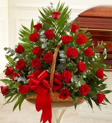 (image for) Red Rose Sympathy Fireside Basket