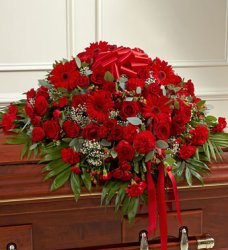 (image for) Red Sympathy Half Casket Cover