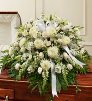 White Sympathy Half Casket Cover
