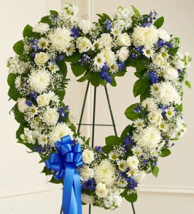 Blue and White Floral Heart Tribute (image for) Blue and White Floral Heart Tribute