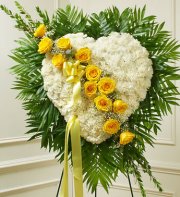 Yellow Sympathy Heart Standing Spray