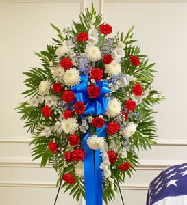 Red, White and Blue Sympathy Standing Spray (image for) Red, White and Blue Sympathy Standing Spray