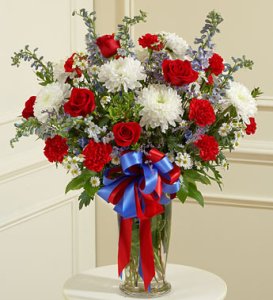 Red, White and Blue Sympathy Arrangement (image for) Red, White and Blue Sympathy Arrangement