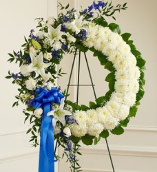 Blue And White Standing Wreath (image for) Blue And White Standing Wreath