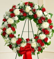 Red And White Standing Wreath (image for) Red And White Standing Wreath