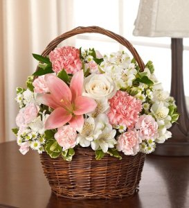 Pink & White Blessings Basket (image for) Pink & White Blessings Basket