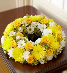 Yellow Sympathy Cremation Wreath