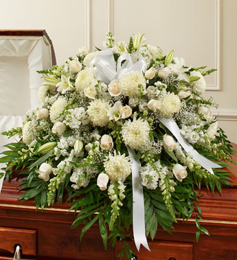 White Sympathy Half Casket Cover